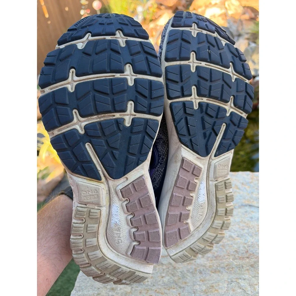 Brooks Ghost 11 Mens Running Shoes Navy Purple Mesh Sneakers 1202771B406 Size 11